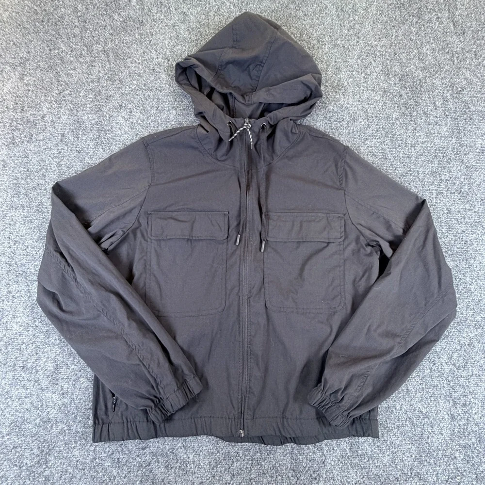 Yogalicious Trekki Vibrant Move Hooded Jacket Womens Large Gray Nylon Full Zip‎